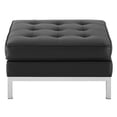 thumbnail image 3 of Contemporary Modern Urban Designer Living Room Lounge Club Lobby Accent Chair Ottoman, Faux Vinyl Leather, Black Silver, 3 of 4