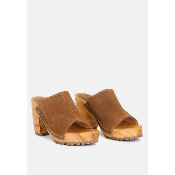 JARRAH Tan Suede Slide Clogs