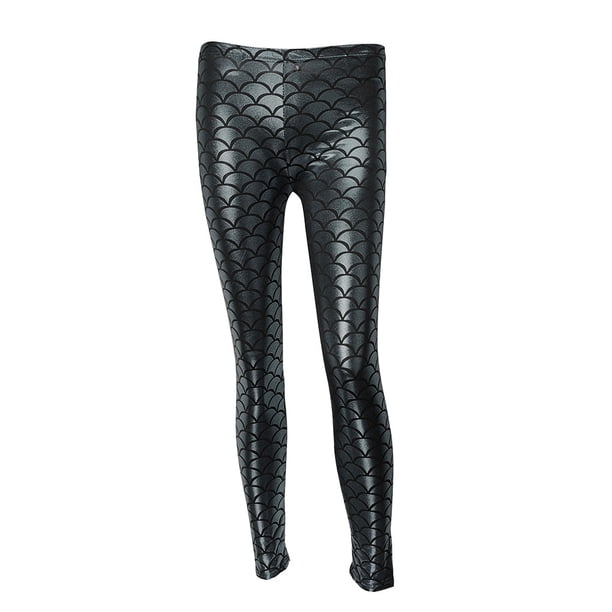 Impresión de escamas de pescado estiramiento fino brillante estampado de sirena Leggings pantimedias pantalones mujer Eigraketly FS2392-28