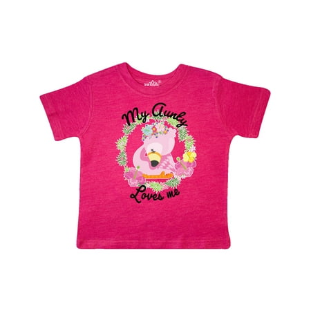 

Inktastic Baby Flamingo My Aunty Loves Me with Flower Wreath Gift Toddler Boy or Toddler Girl T-Shirt