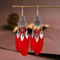 thumbnail image 5 of K-KED Women's Bohemian Feather Earrings S925 Silver Hook Vintage Tassel Earrings-#2052 Light Multicolour, 5 of 9