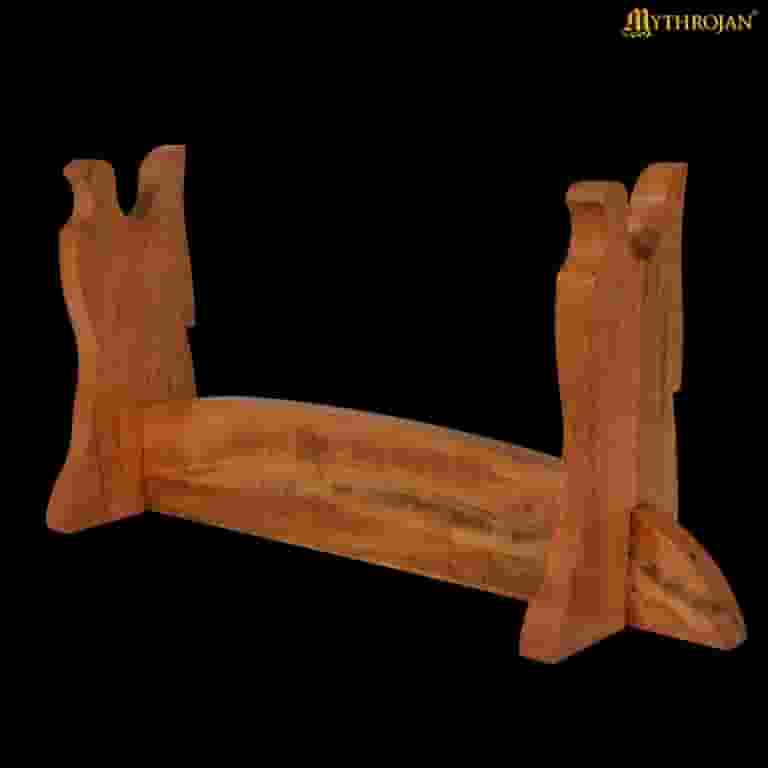 Mythrojan Medieval Sword Stand Solid Wood Horizontal Display Rack for Katana, Samurai, Gladiator, Crusader Swords Elegant Tabletop Holder, 1-Tier Mythrojan Medieval Sword Stand Solid Wood Horizontal Display Rack for Katana, Samurai, Gladiator, Crusader Swords Elegant Tabletop Holder, 1-Tier