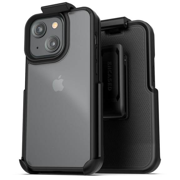 Encased Clear Grey Holster Designed for iPhone 13 Belt Clip Case (2021) Transparent Protective Phone Case with Holder
