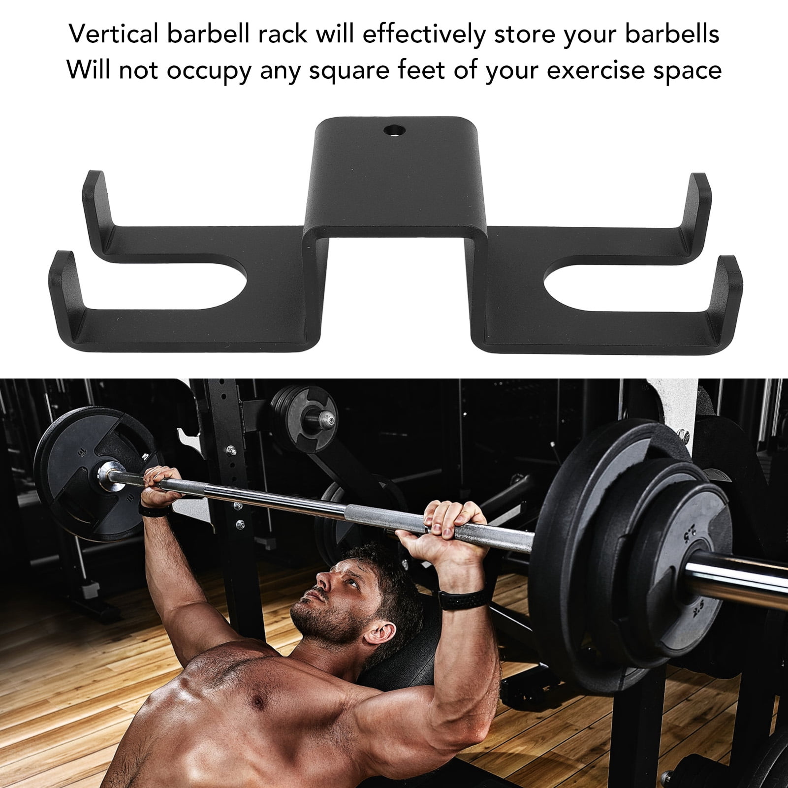 Support Mural Vertical Pour Barre De Gym - Porte-haltères Antidérapant Pour Gain De Place (10x8.3x11 Cm)