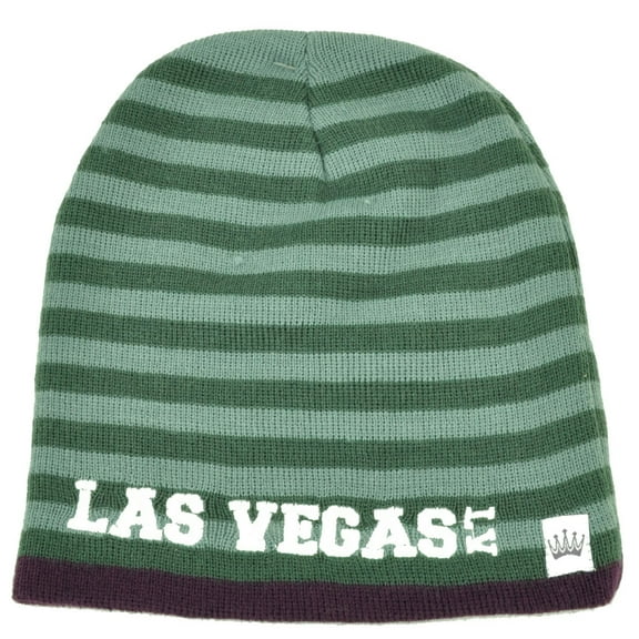 Las Vegas Knit Beanie Striped Cuffless Sin City Gray Hat Winter Nevada USA Toque