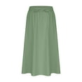 thumbnail image 7 of Bovxnpu Women Skirt Women's Pull On Midi Length Skirt Drawstring Side Pocket Casual Loose Skirt Beach Vacation Summer Outfits, 7 of 7