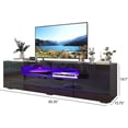 thumbnail image 3 of ChVans Large LED TV Stand for 65/70/75" TV, Living Room Entertainment Center w/RGB LED Lights & Storage Drawers Furniture, Black High Gloss TV Cabinet Console Table-65.3", 3 of 10