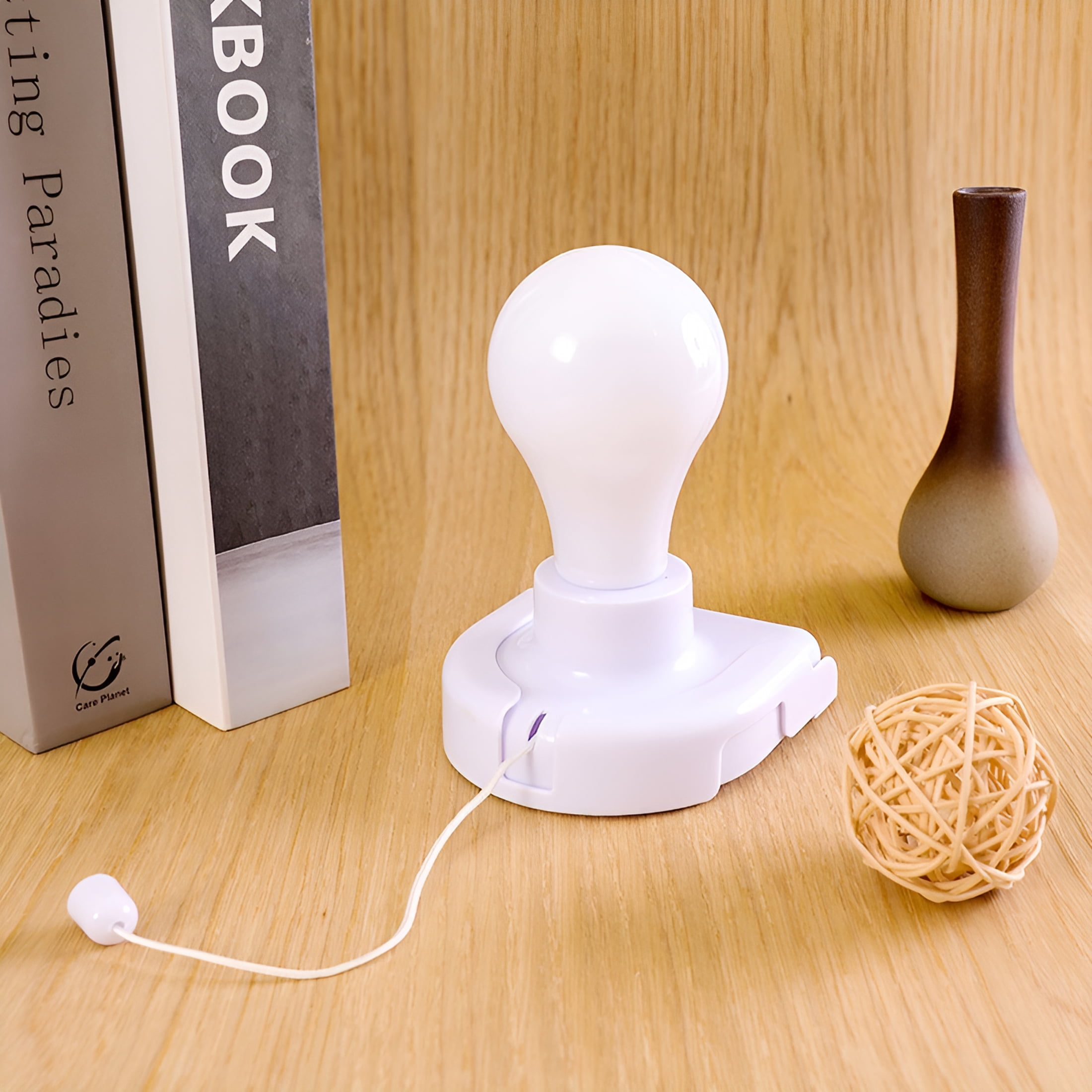 HIBIBUD Stick-Up Battery Operated Light Bulb,Battery Powered Wireless Smart Closet Light Bulb,Self Adhesive Wall Mounted Light Fixture with Pull Chain for Cabinet Bedroom Living Room Kitchen 4Pcs