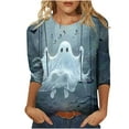 thumbnail image 2 of VKOYWKM Halloween Ghost Shirt for Women 3/4 Sleeve Print T Shirts Halloween Tunic Tops Loose Fit Crew Neck Party Blouse, 2 of 5