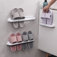 thumbnail image 2 of Colgador de almacenamiento de zapatos de baño, organizador de zapatos colgante montado en la pared, almacenamiento de calzado de plástico, estante para zapatillas, organizador de toallas, 2 of 4