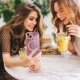 thumbnail image 6 of Compatible with iPhone 13 Case [Support for Magsafe] Magnetic Plating Electroplate Luxury Elegant Case Camera Protector Soft TPU Shockproof Protective Corner Back Cover iPhone 13 Case -Purple, 6 of 12
