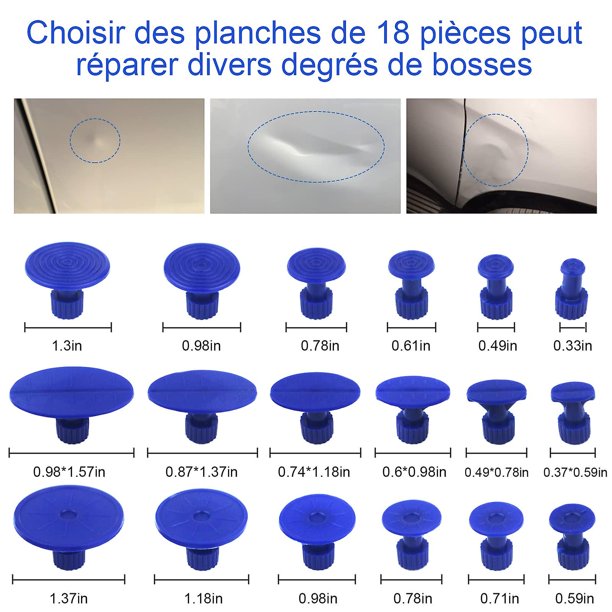 SQLJYU Kit Débosselage Sans Peinture 34 Pièces - Outils Réparation Bosses Voiture, Réfrigérateur, Moto Avec Ventouses Et Colles