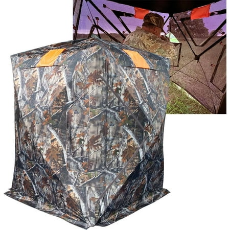 THUNDERBAY Two-Tall Extra Tall Hunting Blind with Carrying Bag 2-3 Person Pop Up Ground Blinds Portable Hunting Tent for Deer & Turkey Hunting