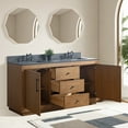 thumbnail image 2 of Vanity Art 72” Double Sink Bathroom Vanity Cabinet with Adjustable Shelves, Solid Wood Free Standing Storage Cabinets with Black Limestone Countertop, Undermount Sinks and 3 Drawers, 2 of 9