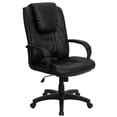 thumbnail image 1 of High Back Black Leather Executive Swivel Office Chair with Oversized Headrest and Arms, 1 of 8