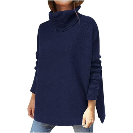 

OKBOP Christmas Scrub Tops Solid Winter Turtleneck Sweater Bat Sleeve Hem Pullover Knitted Sweater Silk Blouse For Women Cute Shirts