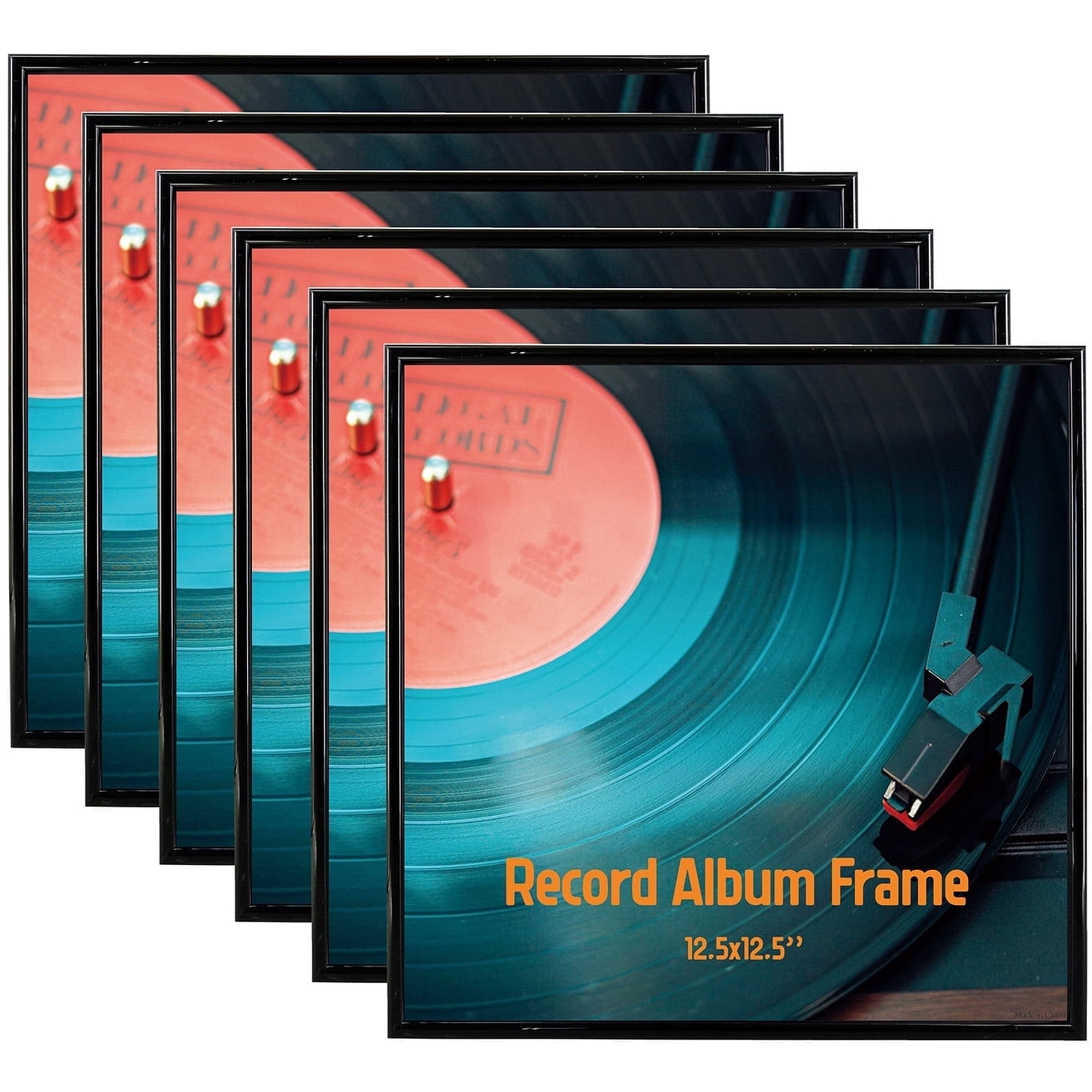 Home&Habitat 12.5x12.5 Black Photo Album Frame, 6 Pack, Record Album Frames,Holds 12.5x12.5 Photos
