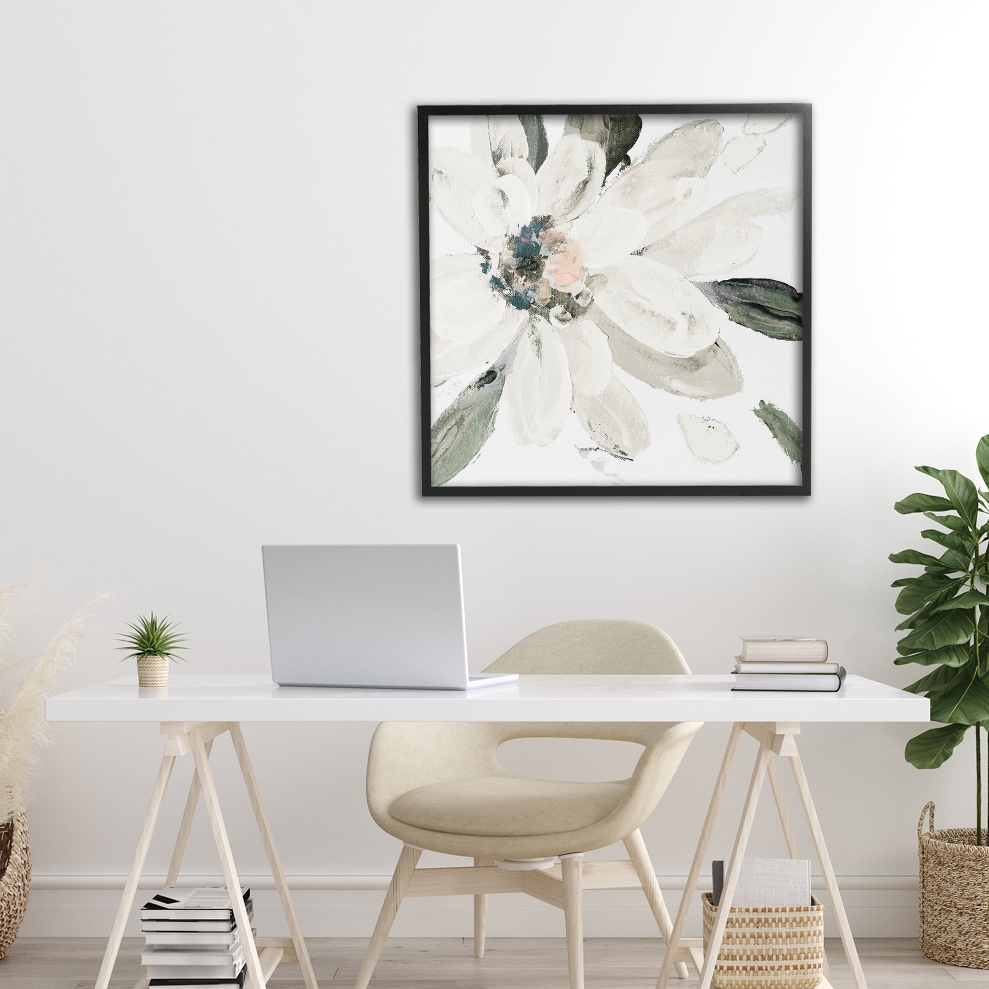 Stupell Industries Naturally Blooming White Flower Black Framed Giclee Art, design by Lanie Loreth