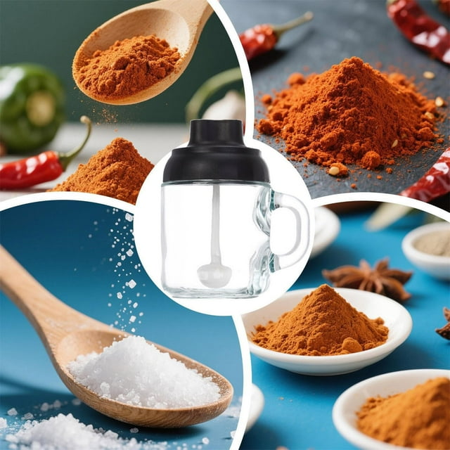 WIFKLSIIPG Pot Transparent avec Couvercle et Cuillère Doseuse / Gadgets de Cuisine et Gadgets pour Camping Voyage Bar Extérieur Restaurant et Station de Café