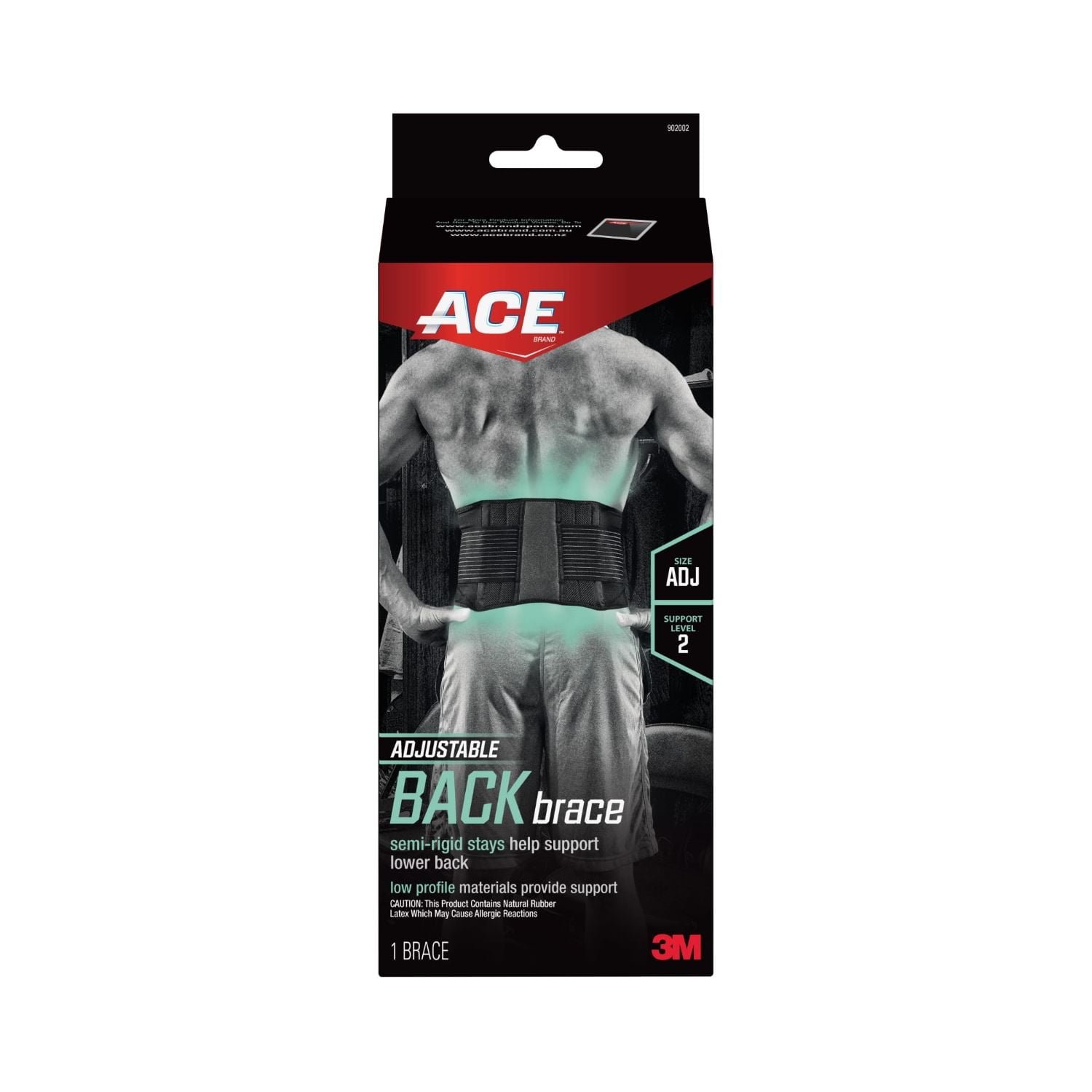 ACE Brand Adjustable Back Brace, Black, 1 Brace