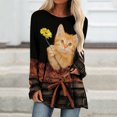 thumbnail image 2 of Blusa de manga larga con cuello redondo para mujer, camisetas informales con estampado de animales Pompotops  FGAJ687, 2 of 5