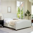 thumbnail image 3 of Carmen King Upholstered Wingback Panel Bed Frame, Antique White, 3 of 10