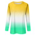 thumbnail image 4 of Fall Clothes for Women Plus Size Women's Fashion Casual Round Neck Long Sleeve Printed T-Shirt Top, 4 of 5