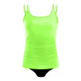 thumbnail image 4 of QURATI Swimwear Womens Bikini Swimsuits Two Piece Bathing Suit Double Straps Solid Color Swim Tank Tops Swimwear S 2XL Green1 XXL, 4 of 6