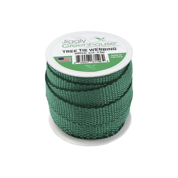 Jiggly Greenhouse Tree Tie Strap Staking and Guying Material 1,000 lbs Strength, Anti-Fraying Design, Made in The USA (50 Feet)