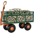 thumbnail image 2 of Steel Garden Cart with 10" Wheels, 1400 Lbs Utility Wagon Cart with Removable Sides & 180° Rotating Handle for Garden, Lawn, Farm, Warehouse, Outdoor Use, Heavy Duty, Green/Orange, 2 of 7
