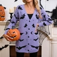 thumbnail image 4 of Halloween Cardigan Sweaters for Women Plus Size Fall Winter Loose Casual Long Sleeve Button Down Outerwear Coat #02 Purple Size XL, 4 of 7