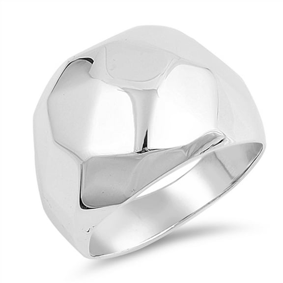 Wide Large Hammered Cocktail Shiny Ring .925 Sterling Silver Band Jewelry Female Male Unisex Size 8