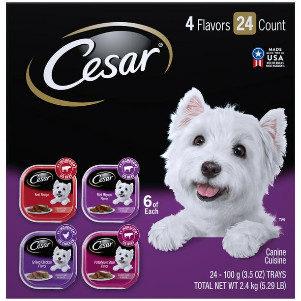 Cesar 4 Flavors Canine Cuisine Dog Food, 3.5 oz, 24 count