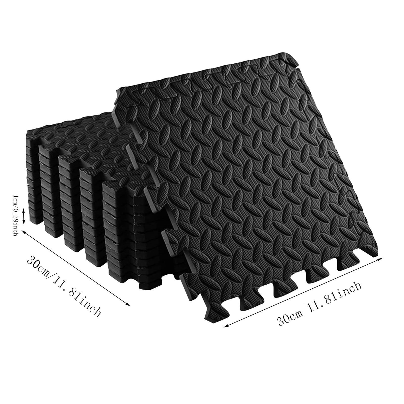 12-Pack EVA Foam Interlocking Floor Mats - 3/4" Thick Puzzle Exercise Mats for Home Gym, Workouts & Kids Play Area - Non- Black Diamond Plate Design