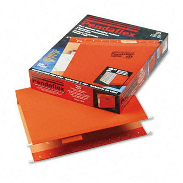 Pendaflex 2" Capacity Reinforced Hanging File Folders- Kraft- Letter- Orange- 25/Box