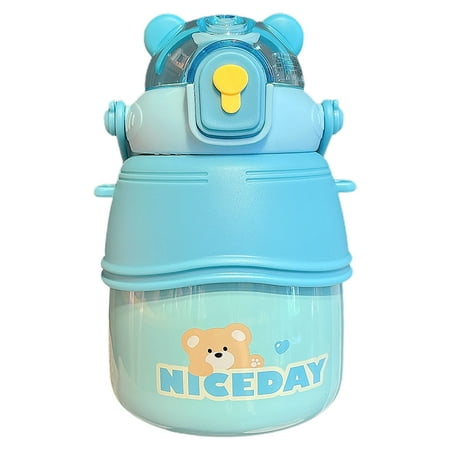 

Hariumiu Insulated Water Bottle with Straw 1000ml/35oz Cartoon Insulated Cup Bear Leak-proof Adjustable Strap Portable Water Bottle Insulated Tumbler for Trip