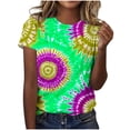 thumbnail image 2 of Viluyesy Womens Short Sleeve T Shirts Loose Fit Casual Tie Dye Print Crew Neck Summer Tops Green Size 4XL, 2 of 6