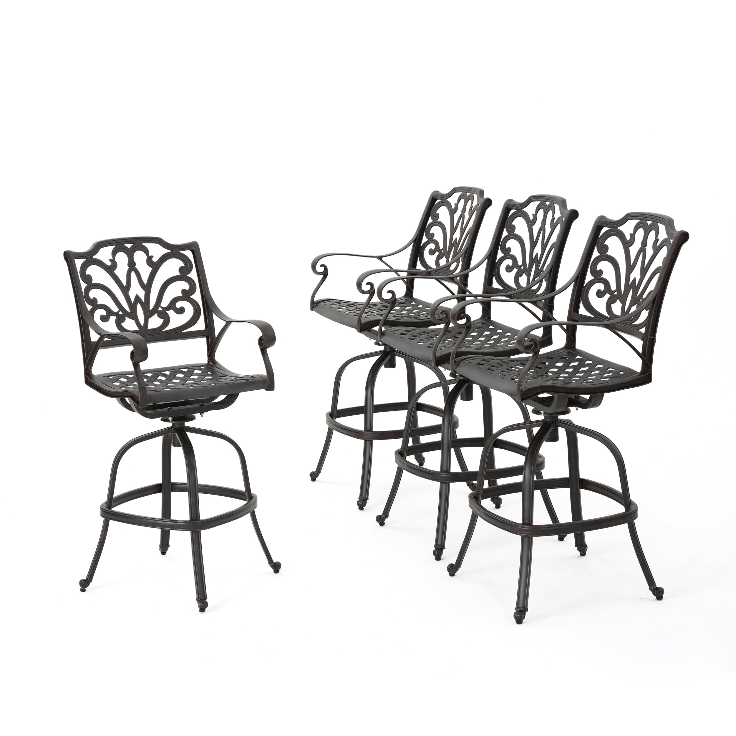 GDF Studio Fonzo Outdoor Cast Aluminum 29.5 Inch Swivel Barstools, Set