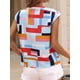 thumbnail image 5 of Camiseta para Mujer, Color Block, Cuello en V, Corta, Top de Moda, Informal, Holgada, de Verano. Color C M, 5 of 7