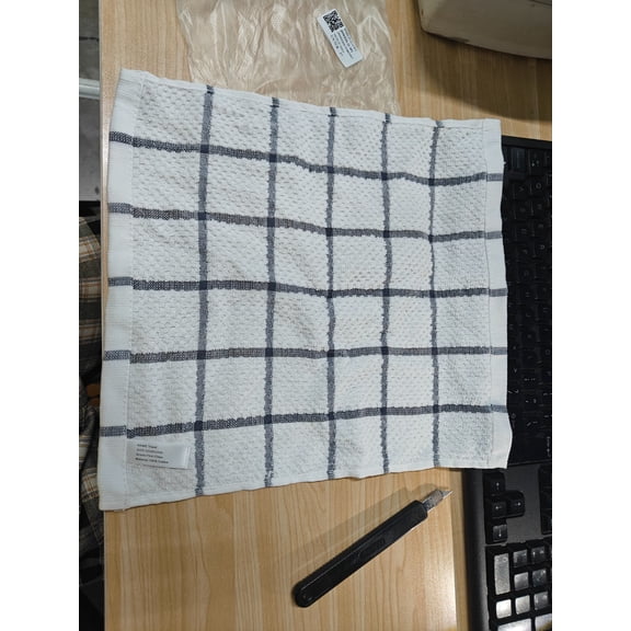 Cotton Grid Dish Cloths, Terry Cleaning Rags, 12 x 12 Inches, Light and Soft, Quick Drying Dish Rags, 1 pc/Set (Grey)