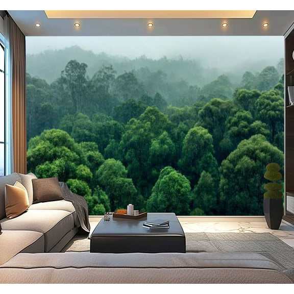 Peel and Stick Wallpaper Waterproof Rainforest jungle aerial view Wall Mural Decor Self Adhesive and Removable 100in x 144in