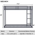 thumbnail image 5 of Kacho Bunk Bed Full Over Full, Metal Bunk Bed with Built-in Ladder and Full-Length Guardrail, Low Floor Bunk Beds for Teens Adults, Noise Free, No Boxing Spring Needed, Space Saving, Silver, 5 of 8