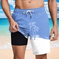 thumbnail image 4 of TKKCS Mens Graphic Swim Trunks With Compression Liner- Elastic Drawstring Waist Summer Casual Vacation Lightweight Quick Dry Beach Board Shorts With Pockets Sky Blue Size 3XL, 4 of 8