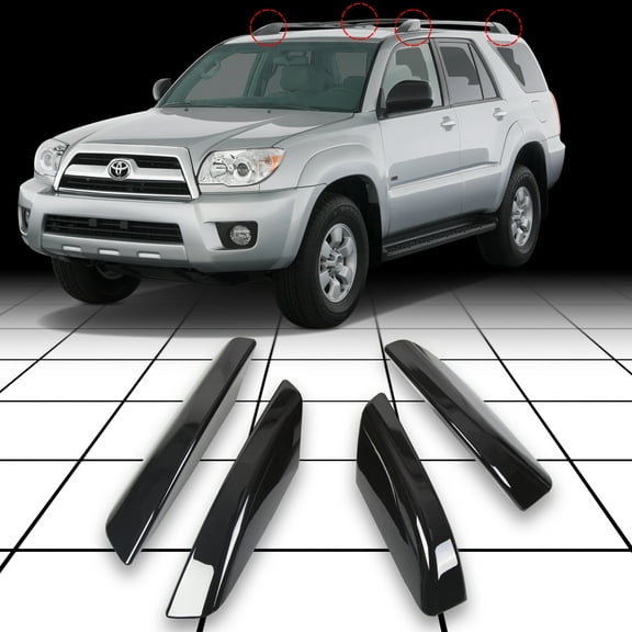 Kojem Roof Rack Rail Cover End Cap for 2003-2009 Toyota 4Runner SW4 N210 4Pcs Black Roof Rail Bar Cover Shell Protection