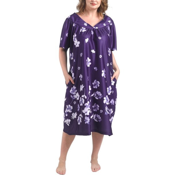 FEREMO Plus Size Nightgowns Womens House Dress With Pockets Short