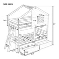 thumbnail image 3 of Harper & Bright Designs Wooden House Bed Twin over Twin Bunk Bed with Window and Roof, Twin Size Loft Bed Frame with 2 Drawers, 1 Storage Box, 1 Shelf for Bedroom, Gray, 3 of 12