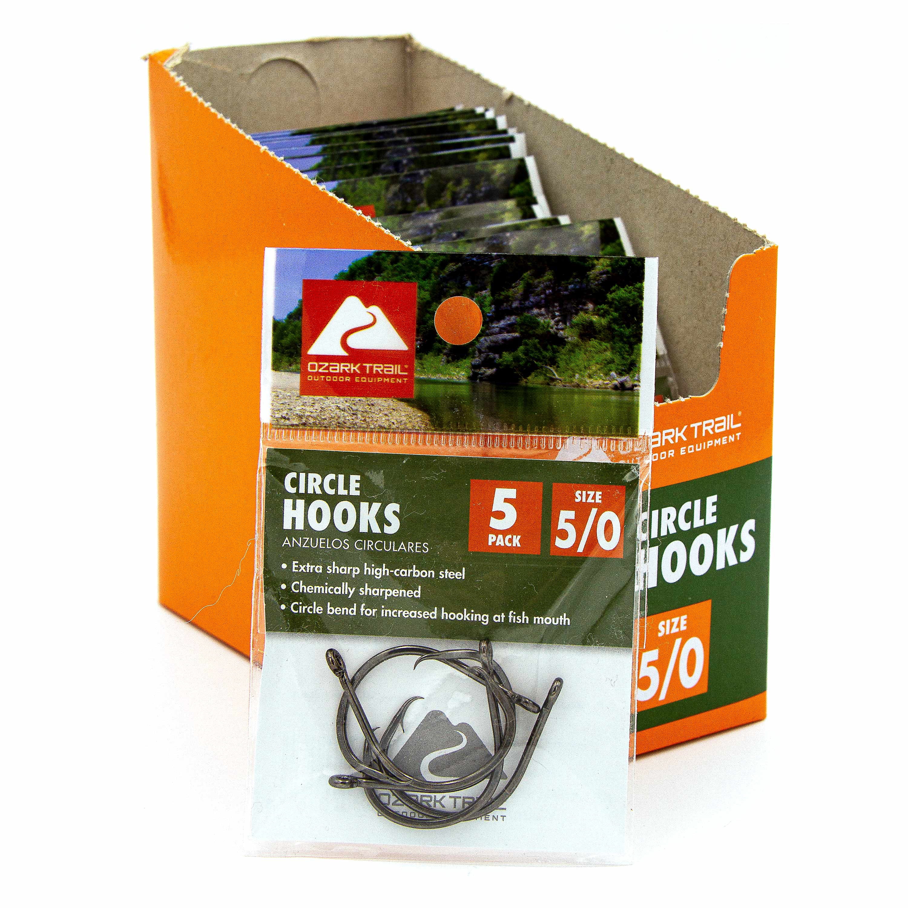 Ozark Trail Premium High Carbon Steel Circle Hooks, Size 5/0, 5-Count