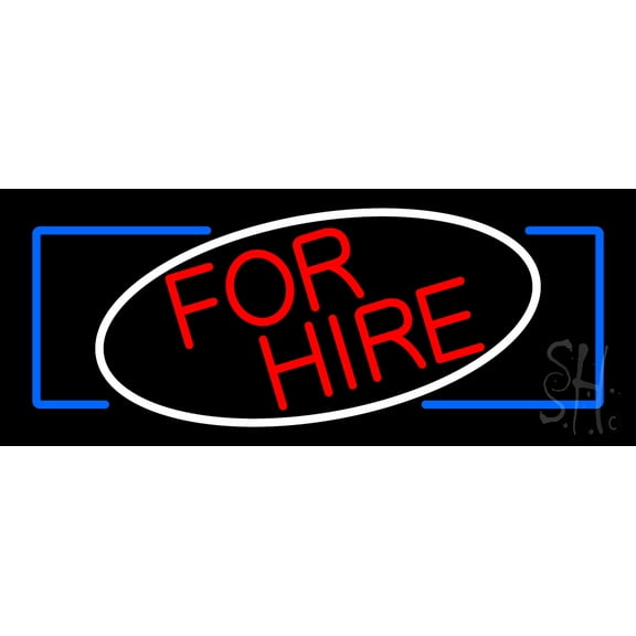 Round For Hire LED Neon Sign 13 x 32 - inches, Clear Edge Cut Acrylic Backing, with Dimmer - Bright and Premium built indoor LED Neon Sign for Bar decor.