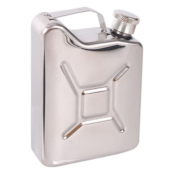 Portable Camping Oil Pot Oil Barrel Wine Bottle, Ongmies Portable Flask Portable Outdoor Camping Oil Jug Oil Barrel Shape Thickened Stainless Wine Jug White Wine Bottle, 1X Portable Wine Bottle