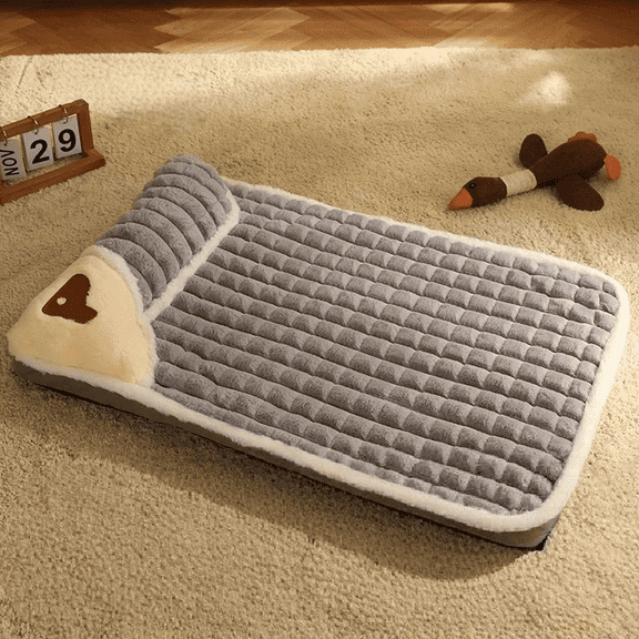 Rowyig Memory Foam Cat Bed,Washable Cute Plush Pet Bed,Machine Washable Removable Pet Bed Cover with Non-Slip Bottom-grey